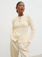 Pretty Lavish Dayo Boucle Knit Button Down Top-Cream