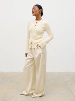 Pretty Lavish Dayo Boucle Knit Button Down Top-Cream
