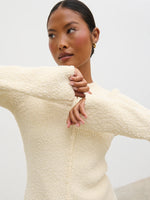 Pretty Lavish Dayo Boucle Knit Button Down Top-Cream