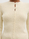 Pretty Lavish Dayo Boucle Knit Button Down Top-Cream