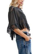 Free People Bali Midnight Rain Blouse - Charcoal