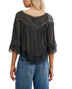 Free People Bali Midnight Rain Blouse - Charcoal