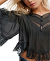 Free People Bali Midnight Rain Blouse - Charcoal