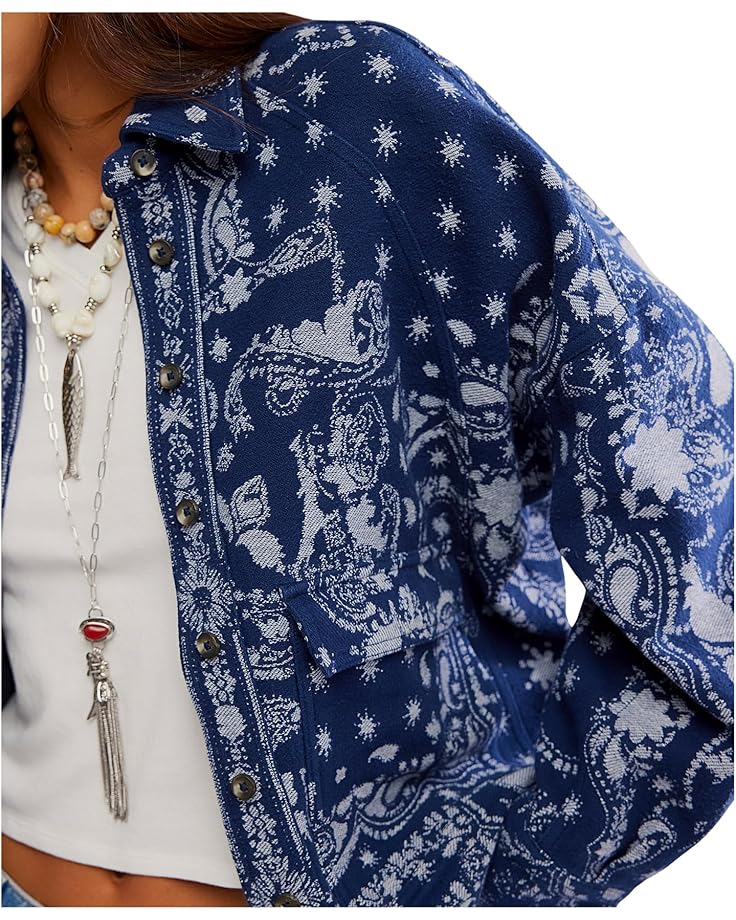 Free People Navy Patterned Jacket