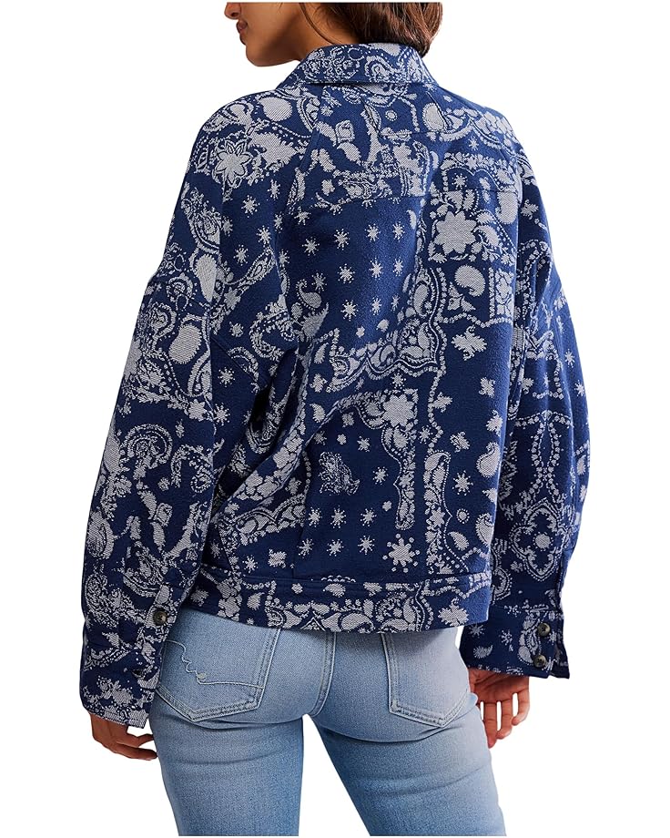 Free People Navy Patterned Jacket