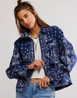 Free People Navy Patterned Jacket