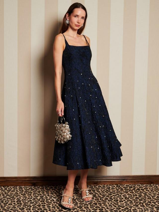 Sister Jane Maison Gem Studded Midi Dress - Marine Blue