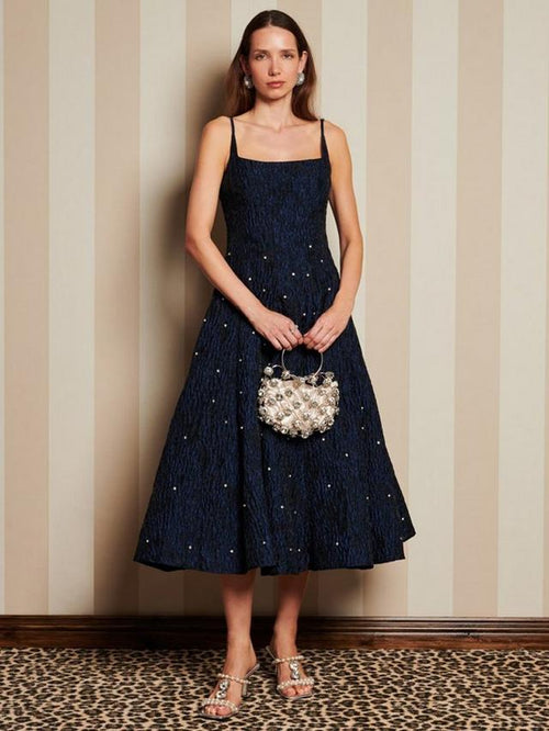 Sister Jane Maison Gem Studded Midi Dress - Marine Blue