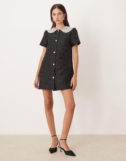 Sister Jane Chandelier Jacquard Mini Dress - Coal Black
