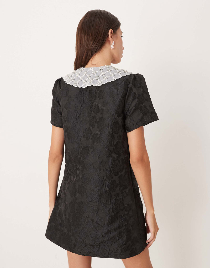 Sister Jane Chandelier Jacquard Mini Dress - Coal Black
