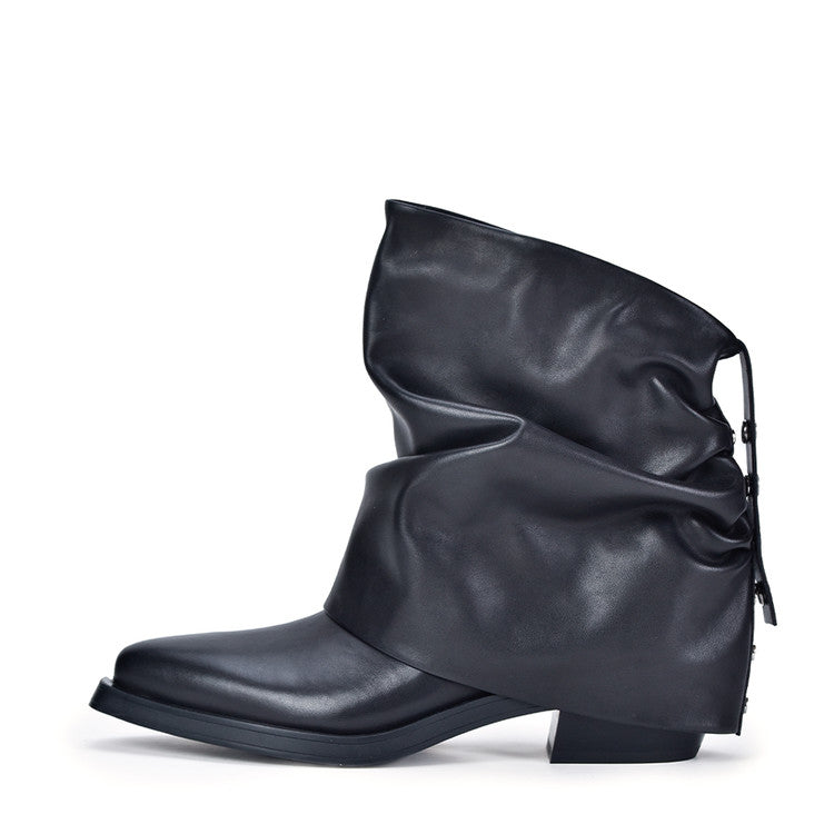 ASH Loren Leather Boot - Soft Mustang - Black