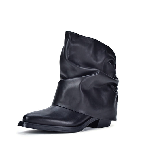 ASH Loren Leather Boot - Soft Mustang - Black