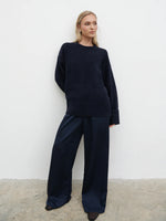 Pretty Lavish Camille Oversized Borg Jumper - Navy