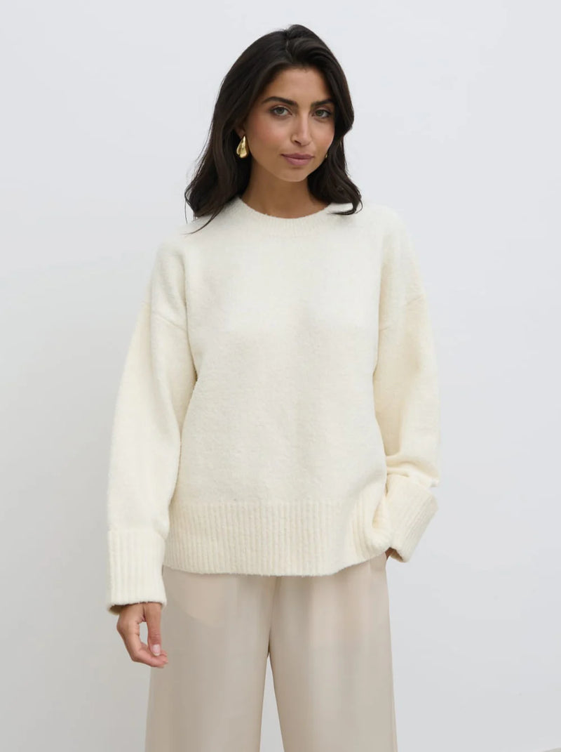 Pretty Lavish Camille Oversized Borg Jumper - Cream