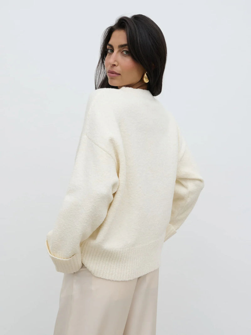 Pretty Lavish Camille Oversized Borg Jumper - Cream