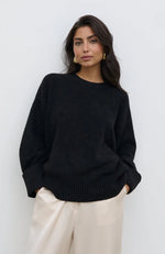 Pretty Lavish Camille Oversized Borg Jumper - Black