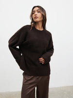 Pretty Lavish Camille Oversized Borg Jumper - Brown