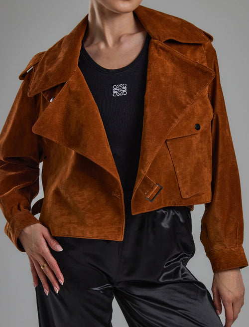 Jane and Tash brown suede jacket