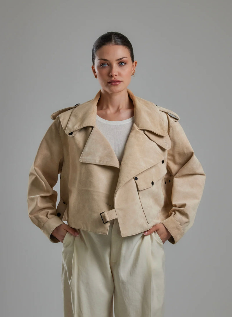 Jane and Tash nude suede jacket