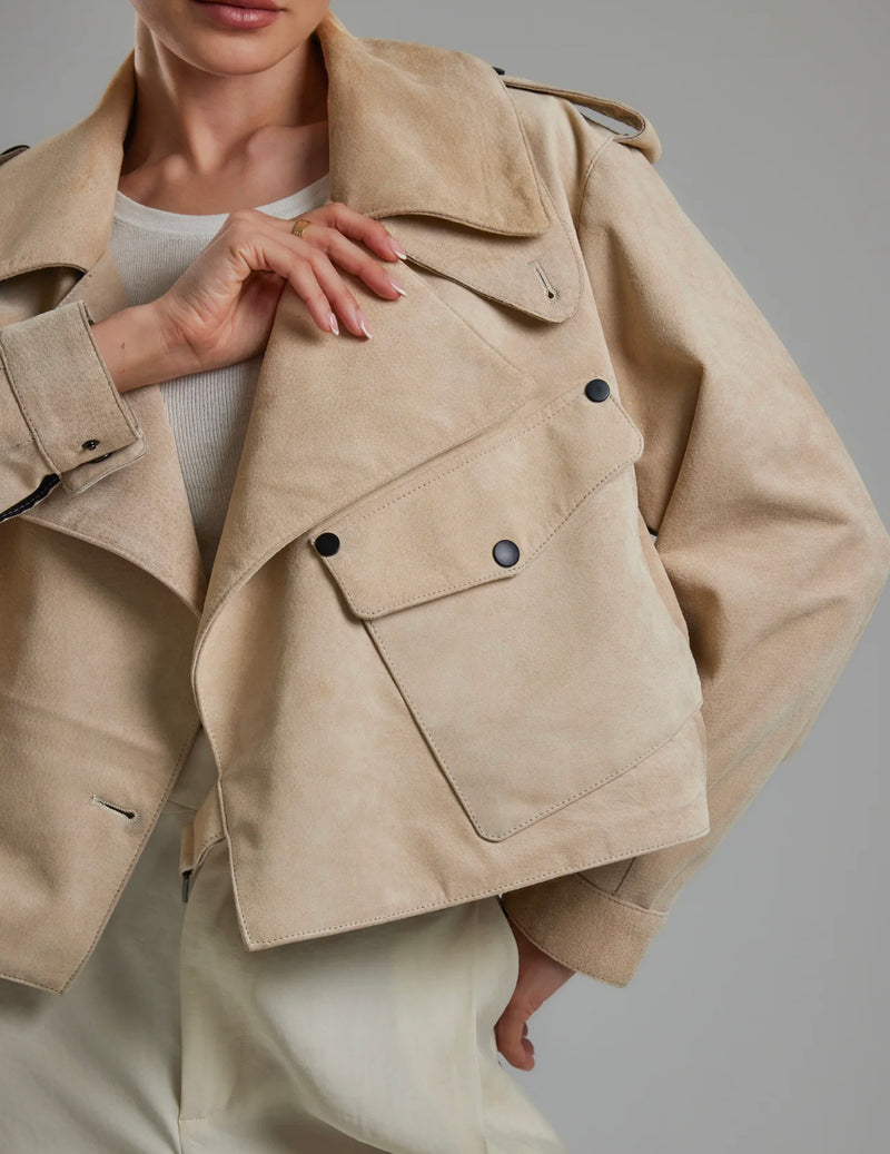 Jane and Tash nude suede jacket