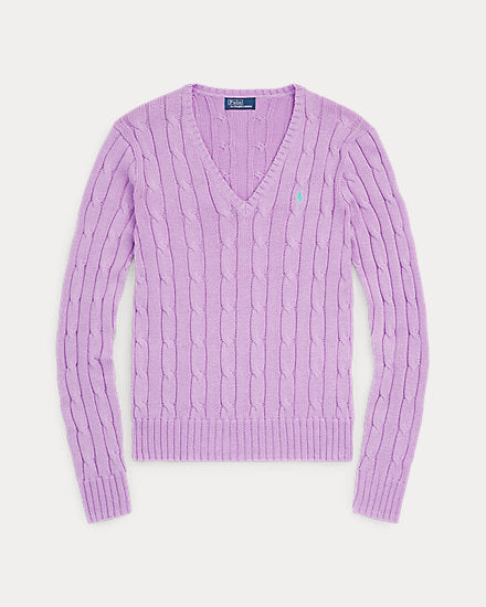 Ralph Lauren Cable knit cotton vneck